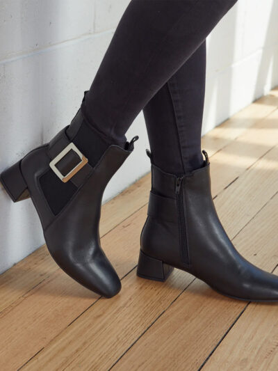 Leather Ankle Boot Black Alfie & Evie