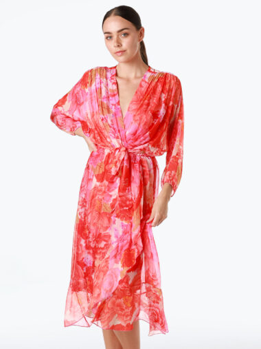 La Strada Silk Wrap Dress Pink