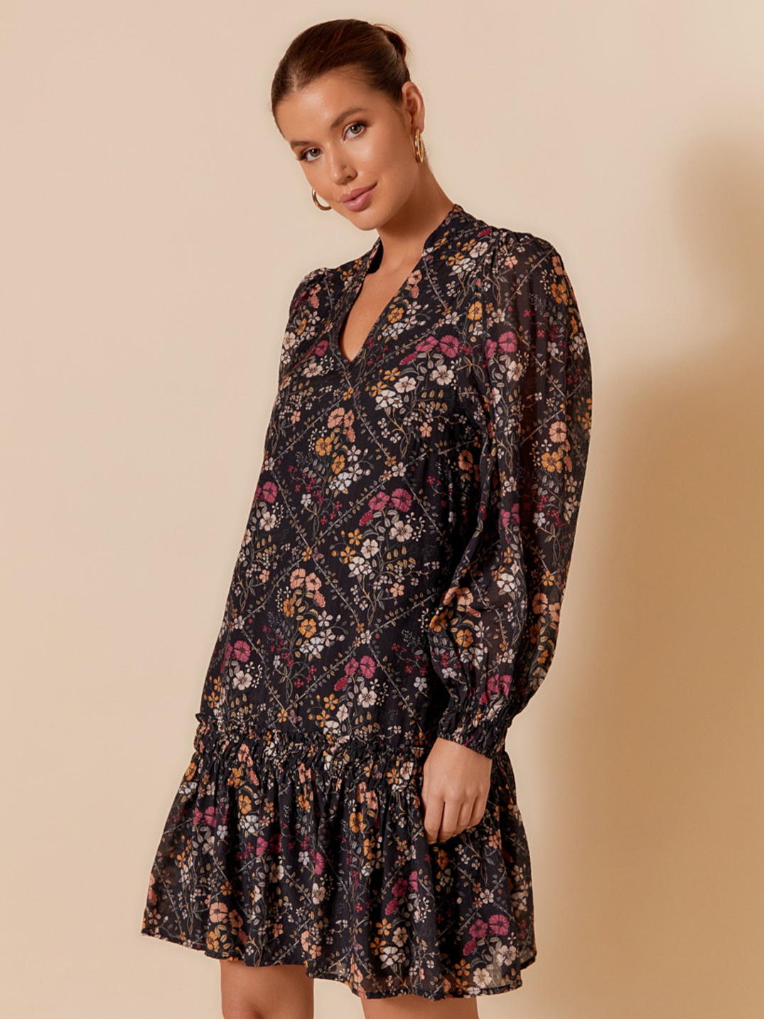 Relaxed Gather Dress Black Adorne