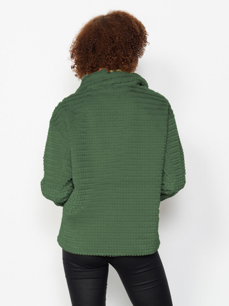Faux Fur Zip Jacket Dark Green Caju
