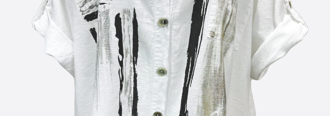 Foil Brush Linen Shirt White La Strada