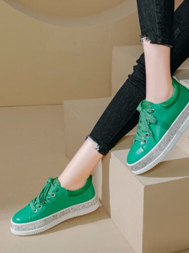 Sequin Sole Sneaker Green Lavish Footwear