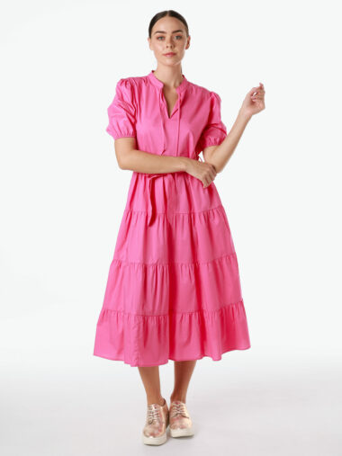 Cotton Tiered Dress Pink Liberty Rose