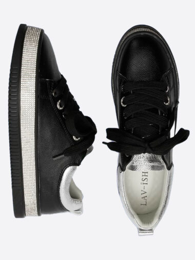 Sequin Sole Sneaker Black Lavish Footwear