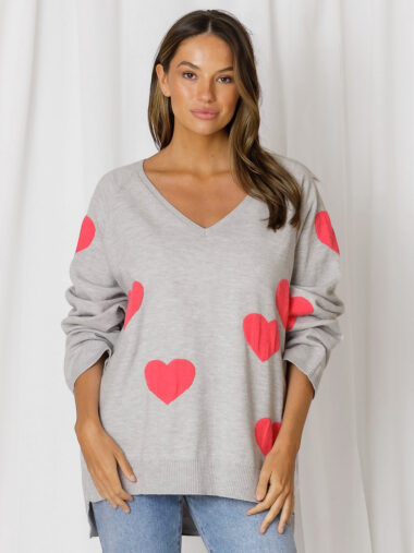 Love Heart Knit Grey Love Lily The Label