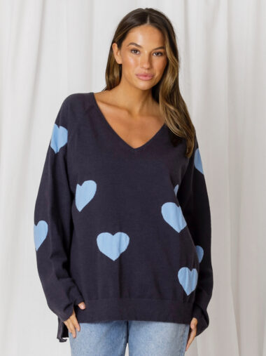 Love Heart Knit Navy Love Lily The Label