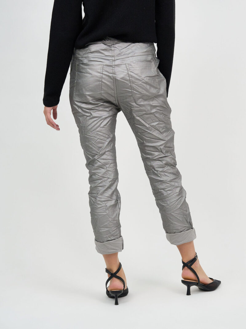 Wet Look Jogger Pant Pewter La Strada