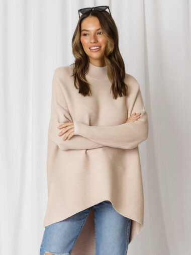 Hi-Lo Slouch Knit Beige Love Lily The Label
