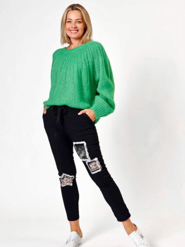 Detailed Neckline Knit Green La Strada