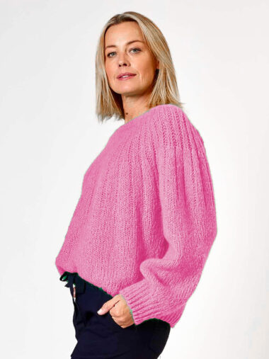 Detailed Neckline Knit Pink La Strada