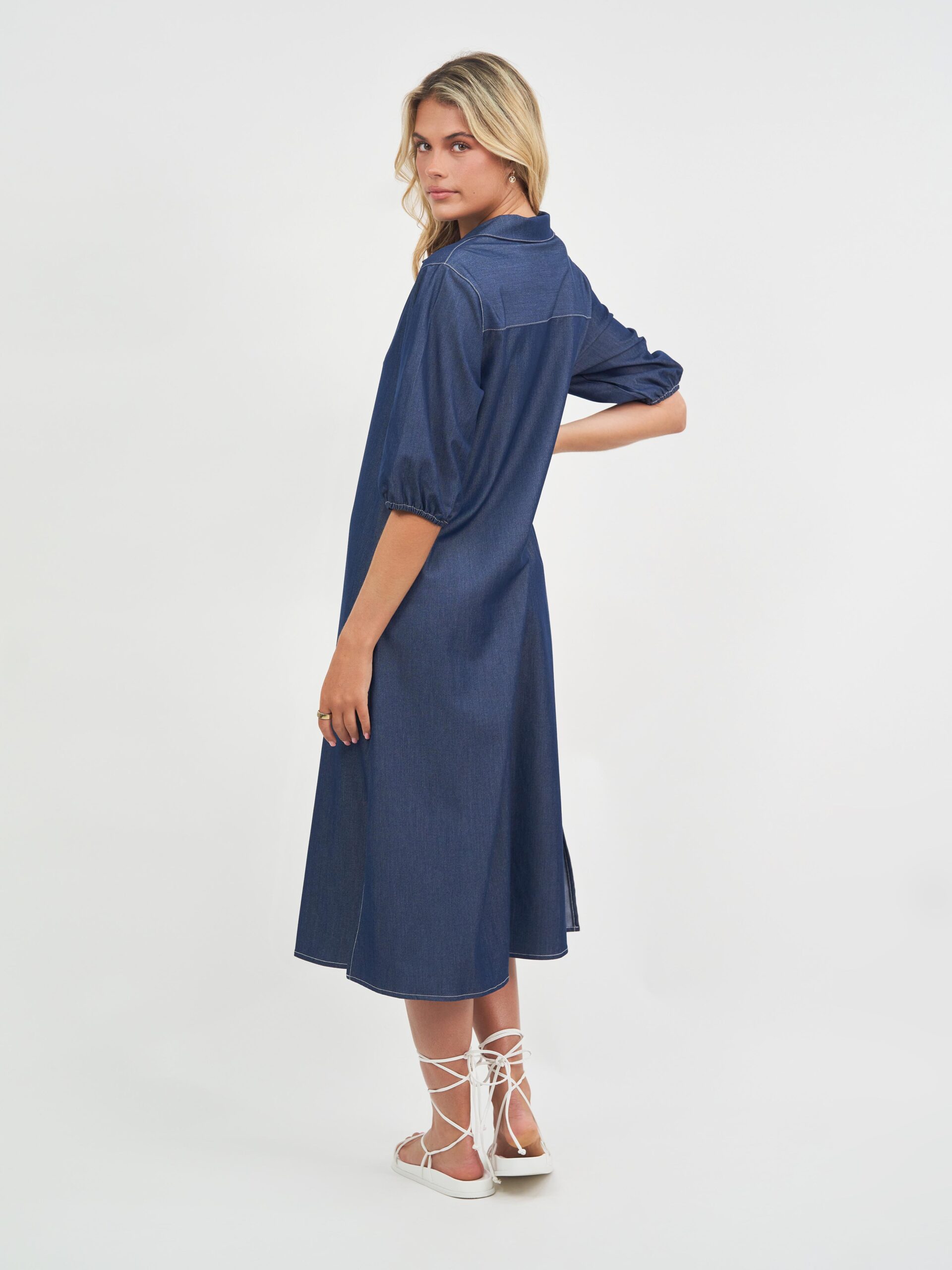 Denim button hot sale through dress