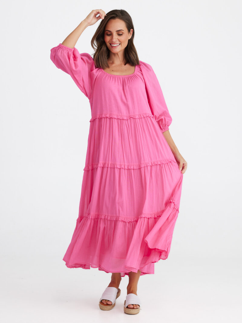 Voile Tier Dress Pink Holiday