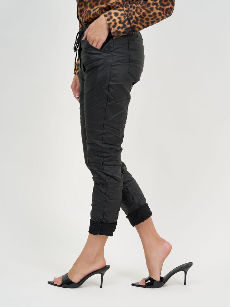 Wet Look Jogger Pant Black La Strada