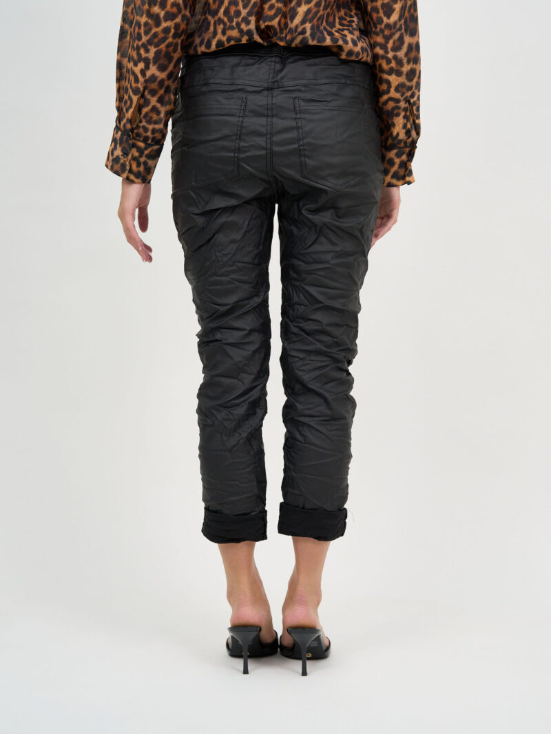 Wet Look Jogger Pant Black La Strada