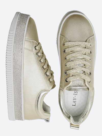 Sequin Sole Sneaker Gold Lavish Footwear