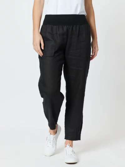 Jersey Waist Linen Pant Black Gordon Smith