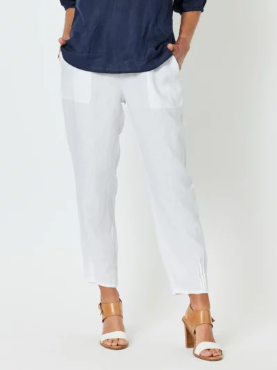 Jersey Waist Linen Pant White Gordon Smith