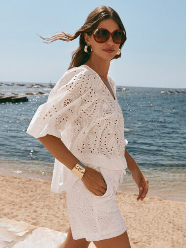 Adorne Relaxed Broderie Top White
