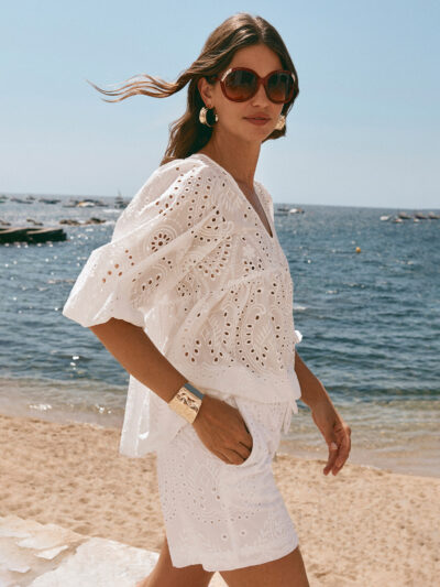 Relaxed Broderie Top White adorne