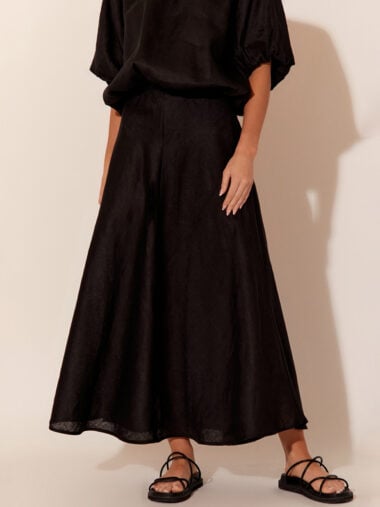 Relaxed Linen Skirt Black Adorne
