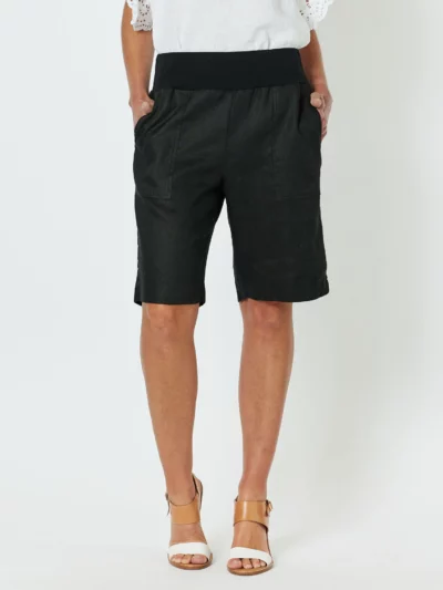 Jersey Waist Linen Short Black Gordon Smith