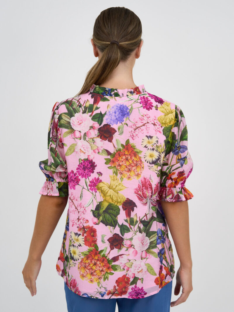 Frill Neck Tie Top Pink Liberty Rose