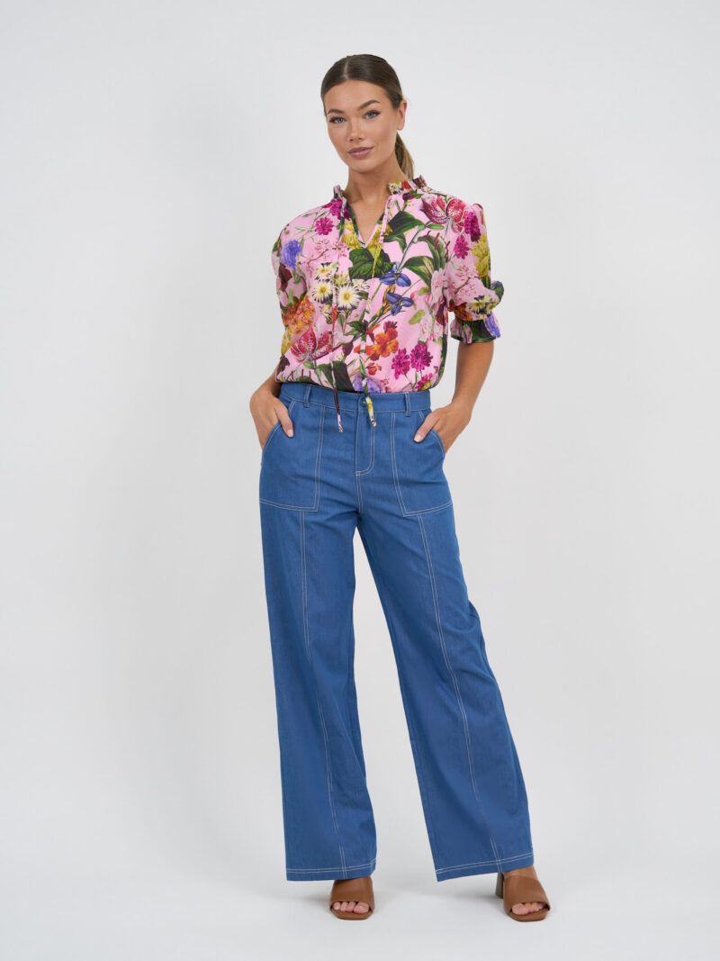 Stitch Pocket Denim Pant Mid Denim Liberty Rose