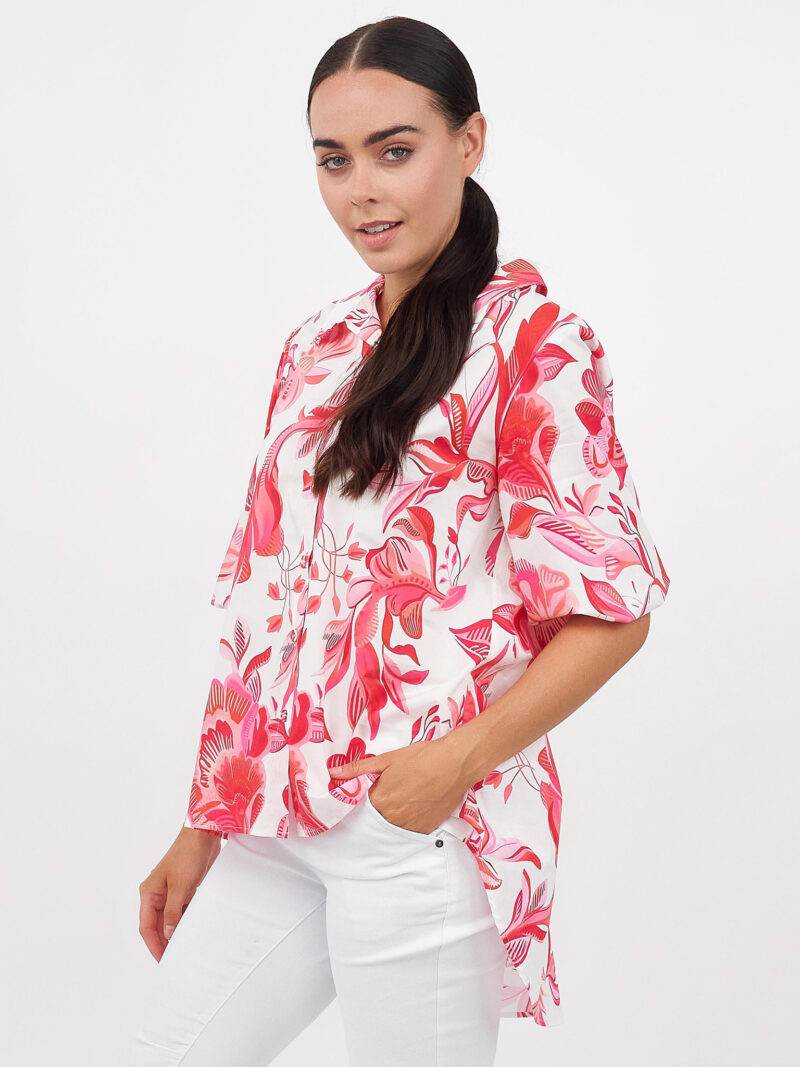 Relaxed Cotton Shirt Pink Liberty Rose