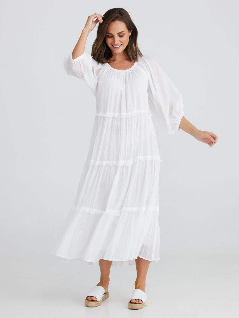 Voile Tier Dress White Holiday