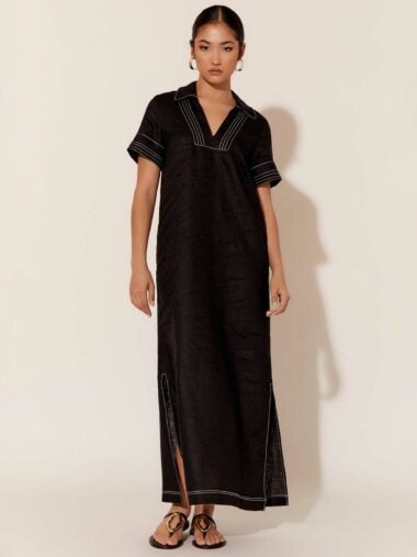 Stitch Detail Maxi Dress Black Adorne