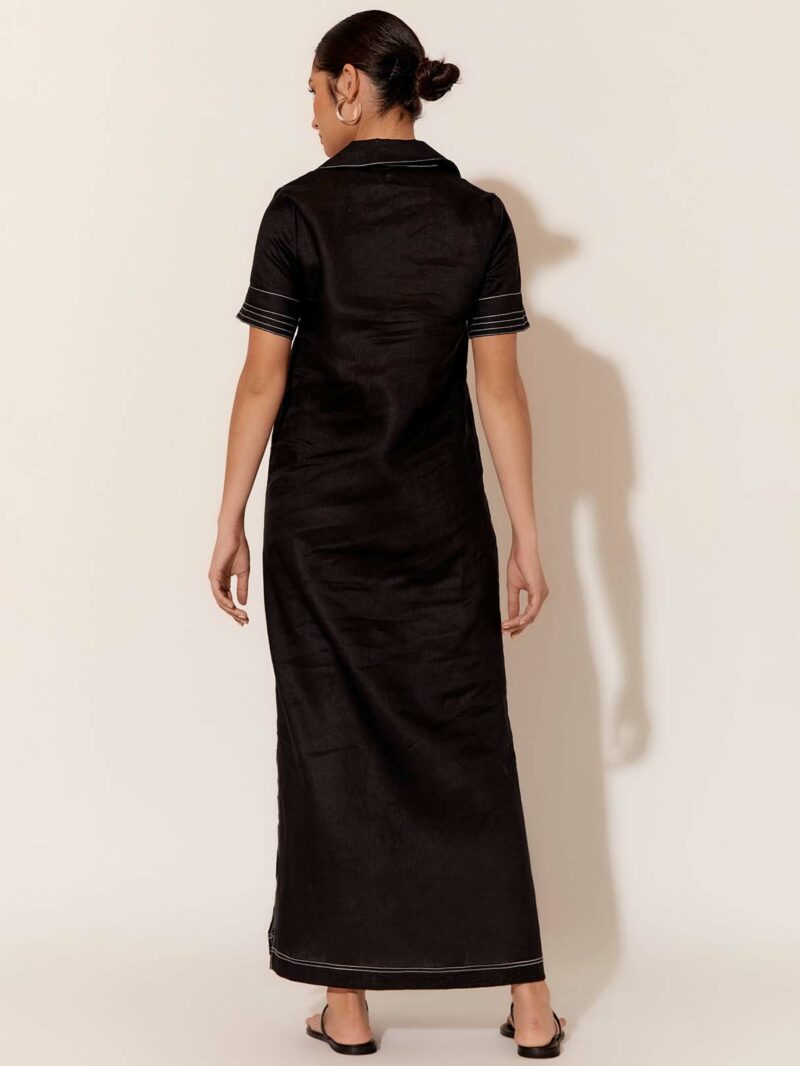 Stitch Detail Maxi Dress Black Adorne