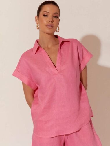 Relaxed Pull Over Shirt Pink Adorne