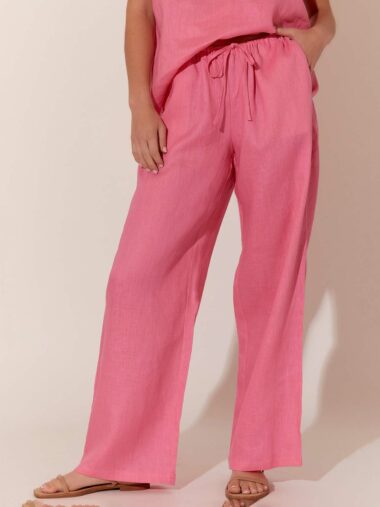 Adorne Relaxed Linen Pant Pink