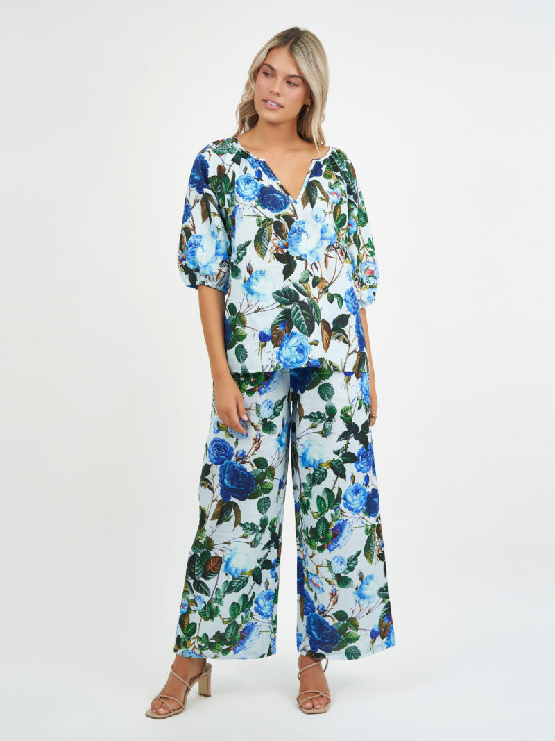 Linen Relaxed Pant Sky Blue Liberty Rose