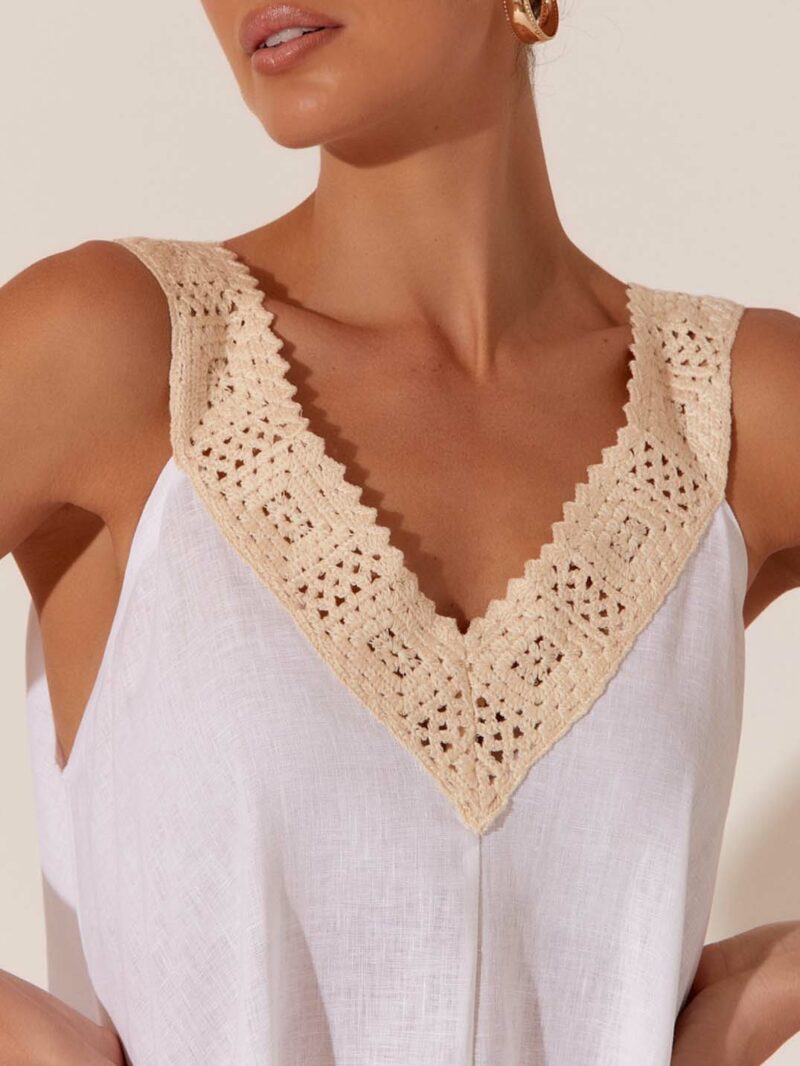 Crochet Linen Dress White Adorne