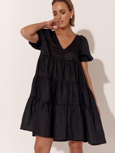 Puff Sleeve Dress Black Adorne