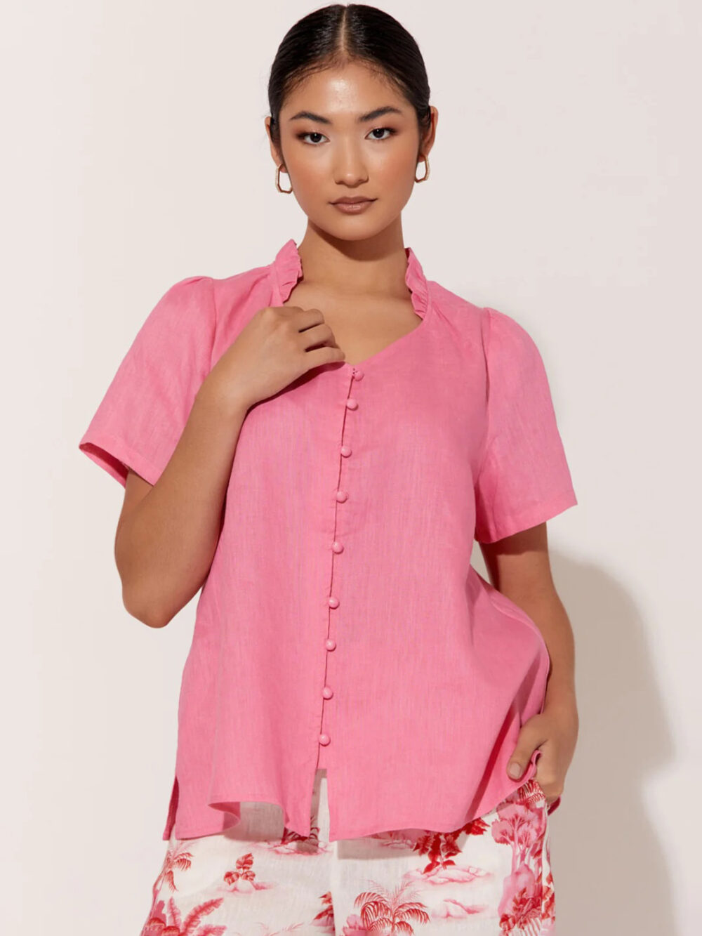 Adorne Vee Neck Shirt Pink