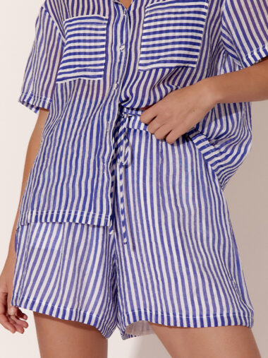 Adorne Striped Relaxed Short Blue