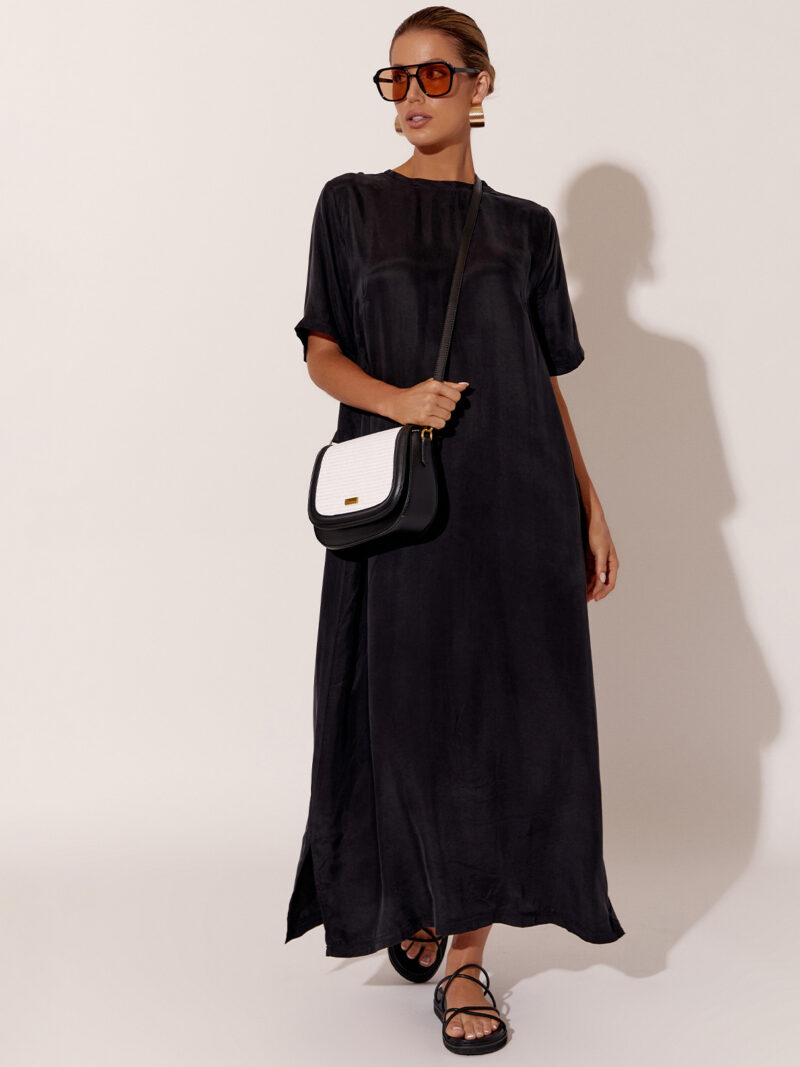 Cupro Relaxed Dress Black Adorne