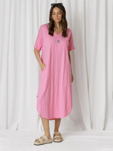 Love Lily The Label Star Tee Dress Pink