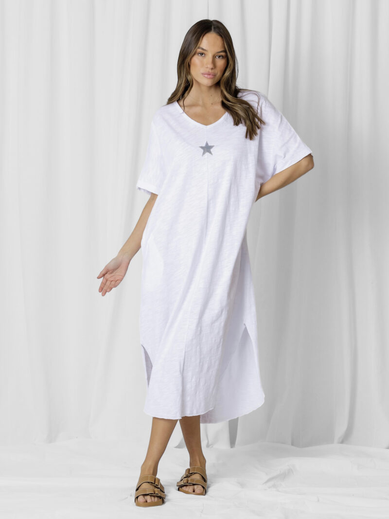 Star Tee Dress White Love Lily The Label