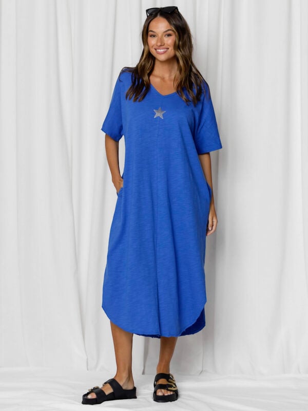 Love Lily The Label Star Tee Dress Cobalt