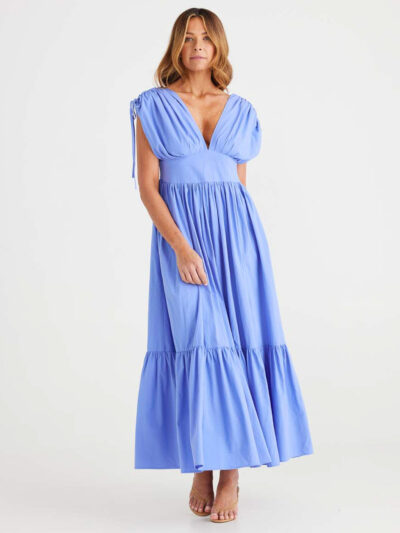 Gathered Sleeve Dress Blue Brave + True