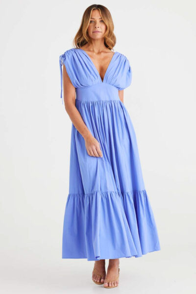 Gathered Sleeve Dress Blue Brave + True
