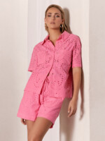 Relaxed Broderie Shirt Pink adorne