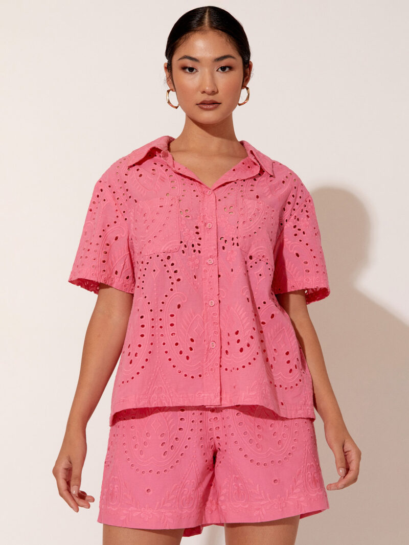 Relaxed Broderie Shirt Pink Adorne