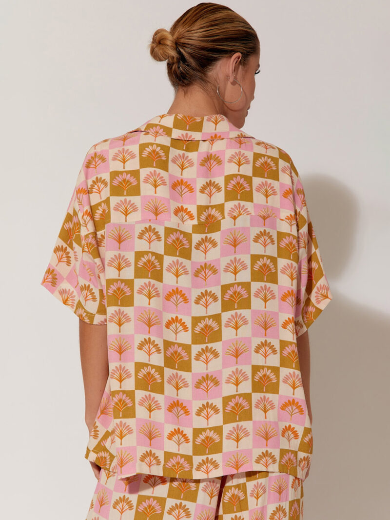 Relaxed Collared Viscose Shirt Pink Adorne