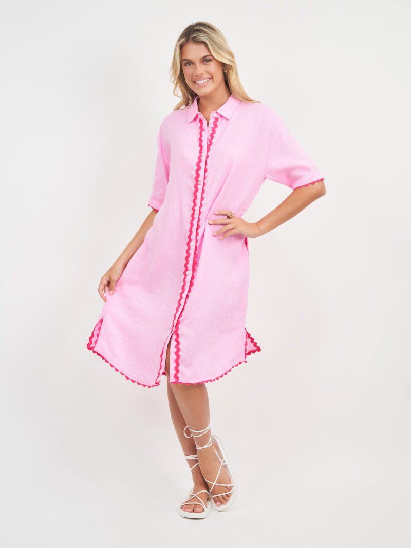 Ric Rac Trim Dress Pink Worthier