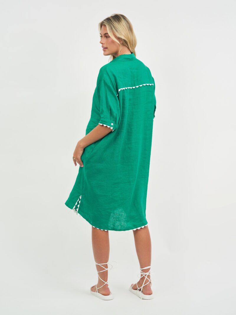 Ric Rac Trim Dress Green Worthier