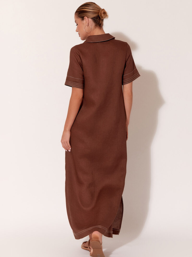 Stitch Detail Maxi Dress Chocolate Adorne